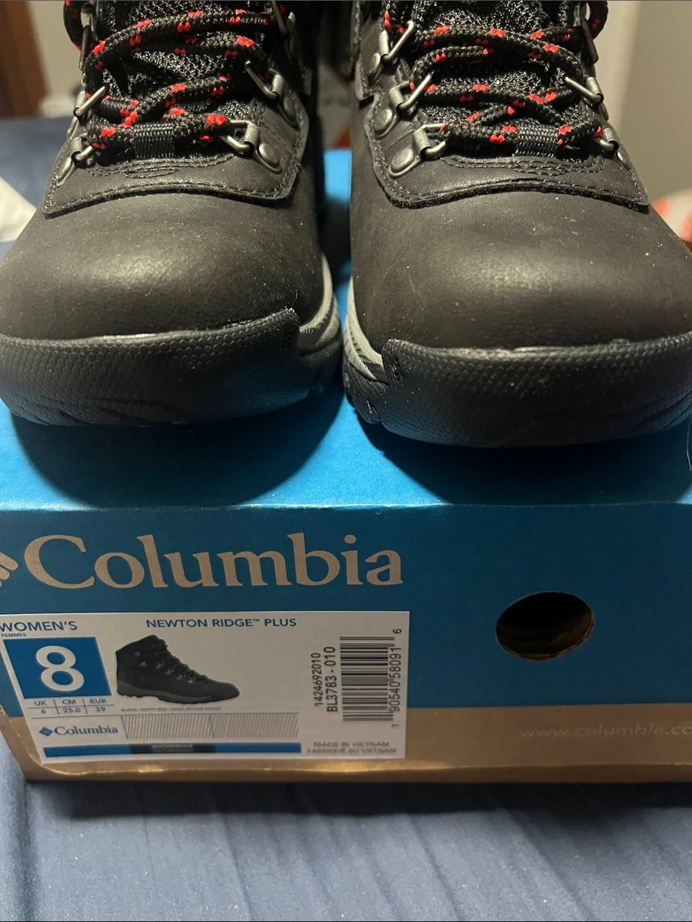 Columbia Black Hiking Boots with Red-Accented Laces